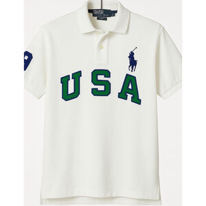 Polo Ralph Lauren White USA BIG Pony Polo Shirt Custom Fit Mens Large